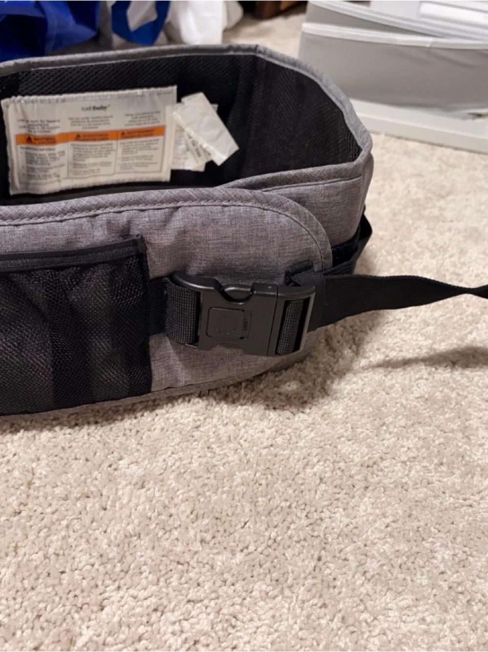 Grey Baby Hip Seat - Comfortable Hands-Free Support